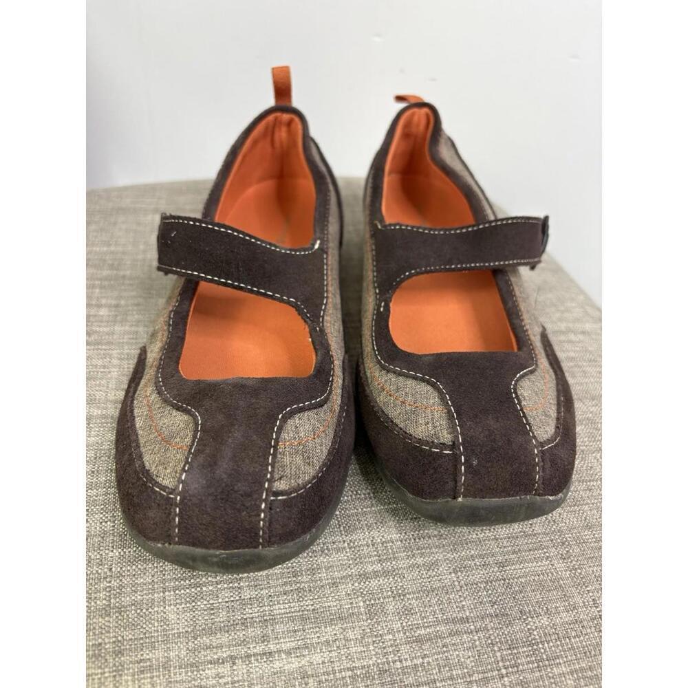 Lands End Shoes Womens Size 9.5 Mary Jane Comfort Brown Suede Canvas Loafer - Picture 5 of 11